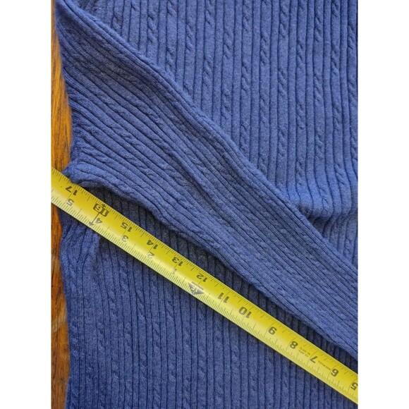 Country Cabin Core Talbots turtleneck sweater Ribbed Denim Blue Stretch - Picture 5 of 6
